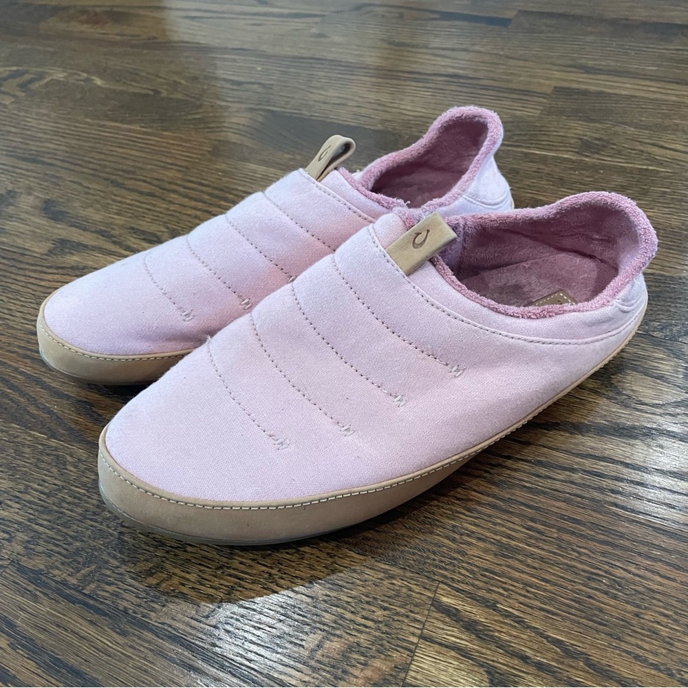 OLUKAI Lania Pink Quilted Cotton Slip On Slippers